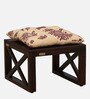 Prebuz Sheesham Wood Foot Stool In Scratch Resistant Walnut Finish With Floral Print