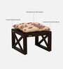 Prebuz Sheesham Wood Foot Stool In Scratch Resistant Walnut Finish With Floral Print