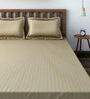Beige Solid 300 TC Cotton Blend Queen Sized Bed Sheets with 2 Pillow Covers