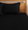 Black Solid 300 TC Cotton 1 Double Bedsheet with 2 Pillow Covers