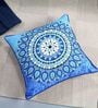 Premium 100% Cotton Blue Mandala Design Cushion Covers   Set of 2 (16 x 16 Inches)   Soft & Durable