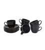 Premium 180ml Black Ceramic (Set of 12) Tea Cup & Saucer Set