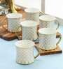 Premium 180ml White & Gold Ceramic (Set of 6) Tea Cups