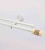 White Premium 19mm Iron Curtain Rod with Marble Finial