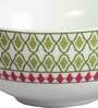 Premium 240ml White & Green Ceramic (Set of 6) Dinner Bowl