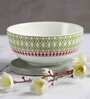 Premium 240ml White & Green Ceramic (Set of 6) Dinner Bowl