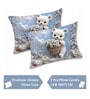Blue 7D Digital Printed Teddy Queen Size Bedsheet Sheet with 2 Matching Pillow Covers
