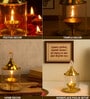 (1Pc) Gold Metal Akhand Jyot Diya