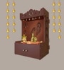 Premium Art of Mor Pankh Brown Wooden Temple for Home with Inbuilt Focus Light & Spacious Shelf
