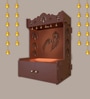 Premium Art of Mor Pankh Brown Wooden Temple for Home with Inbuilt Focus Light & Spacious Shelf