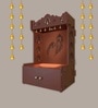 Premium Art of Mor Pankh Brown Wooden Temple for Home with Inbuilt Focus Light & Spacious Shelf