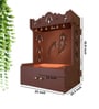 Brown Finish Premium Art of Mor Pankh Floor Temple with Spacious Wooden Shelf & Inbuilt Focus Light