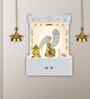 Premium Art of Mor Pankh White Wooden Temple for Home with Inbuilt Focus Light & Spacious Shelf