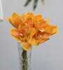 Premium Artificial Orchid Flower Bunch with 6 Flower Heads (Orange)
