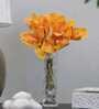 Premium Artificial Orchid Flower Bunch with 6 Flower Heads (Orange)