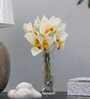 Premium Artificial White Orchid Flower Bunch (White)