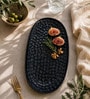 Black Ceramic Oval Appetizer Serving Plate