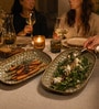 Brown Ceramic Oval Appetizer Serving Plates (Set Of 2)