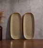Brown Ceramic Oval Appetizer Serving Plates (Set Of 2)