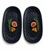 Black Ceramic Oval Appetizer Serving Plates (Set Of 2)