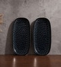 Black Ceramic Oval Appetizer Serving Plates (Set Of 2)