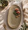 Brown Ceramic Oval Appetizer Serving Plate