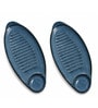 Blue Ceramic Sizzler Platter With Dip Section (Set Of 2)