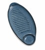 Blue Ceramic Sizzler Platter With Dip Section