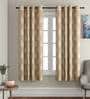 Beige Traditional Cotton 5 Ft Light Filtering Eyelet Window Curtain