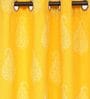 Yellow Traditional Cotton 9 Ft Light Filtering Eyelet Door Curtain