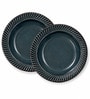 Drak Blue Ceramic Textured Serving Plate (Set Of 2)