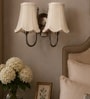 Premium Dual Steel Wall Lamp   Off-White Cotton Shade | Bedroom Lighting