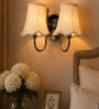 Premium Dual Steel Wall Lamp   Off-White Cotton Shade | Bedroom Lighting