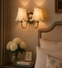 Premium Dual Steel Wall Lamp   Off-White Cotton Shade | Bedroom Lighting