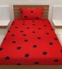 Red Geometric 200 TC Poly Cotton 1 Single Bedhseet with 1 Pillow Cover
