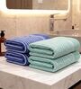 Blue & Sea Green 100% Cotton 400 Gsm Hand Towels Pack Of 4