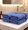 Blue 100% Cotton 400 Gsm Hand Towels Pack Of 4