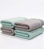 Grey And Sea Green Grey 100% Cotton 400 Gsm Hand Towels Pack Of 4