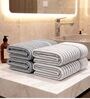 Grey And White Grey 100% Cotton 400 Gsm Hand Towels Pack Of 4