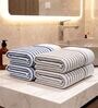 White With Brown & Blue Stripes 100% Cotton 400 Gsm Hand Towels Pack Of 4