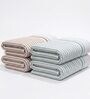 White With Brown & Sea Green Stripes 100% Cotton 400 Gsm Hand Towels Pack Of 4