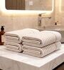 White With Brown 100% Cotton 400 Gsm Hand Towels Pack Of 4