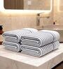White With Grey Stripes 100% Cotton 400 Gsm Hand Towels Pack Of 4