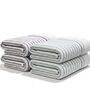 White With Sea Green & Grey Stripes 100% Cotton 400 Gsm Hand Towels Pack Of 4