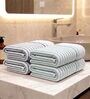 White With Sea Green & Grey Stripes 100% Cotton 400 Gsm Hand Towels Pack Of 4