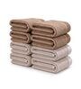 Beige & White With Brown Stripes 100% Cotton 400 Gsm Hand Towels Pack Of 8