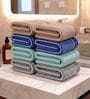 Beige, Blue, Sea Green, Grey 100% Cotton 400 Gsm Hand Towels Pack Of 8