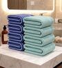 Blue & Sea Green 100% Cotton 400 Gsm Hand Towels Pack Of 8