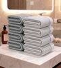 Grey And White Grey Stripes Grey 100% Cotton 400 Gsm Hand Towels Pack Of 8