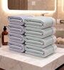 White With Blue & Sea Green Stripes 100% Cotton 400 Gsm Hand Towels Pack Of 8